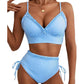 Gestreiftes Bikini-Set mit Rüschen & hohem Bund – feminin, bequem & sommerlich – ideal für Strand & Pool👙🌊