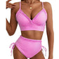 Gestreiftes Bikini-Set mit Rüschen & hohem Bund – feminin, bequem & sommerlich – ideal für Strand & Pool👙🌊