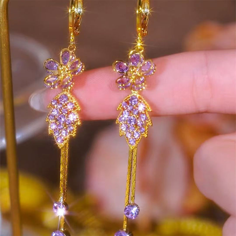👂💎 50% RABATT! Ohrringe mit synthetischen Diamanten und floralen Quasten – Funkelexzess & romantischer Boho-Charme ✨