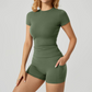 🌸Set aus hochdehnbarem Oberteil und Shorts für Damen🌸Lieferung innerhalb von fünf Werktagen