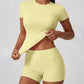 🌸Set aus hochdehnbarem Oberteil und Shorts für Damen🌸Lieferung innerhalb von fünf Werktagen
