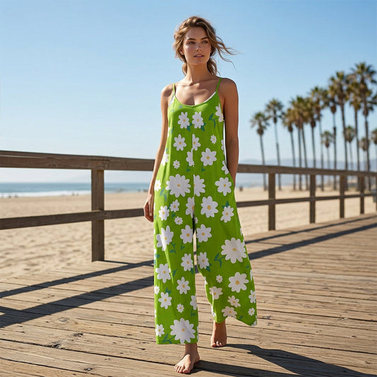 🌼50% RABATT !! ⏰Damen Jumpsuit mit Blumenmuster und weitem Bein