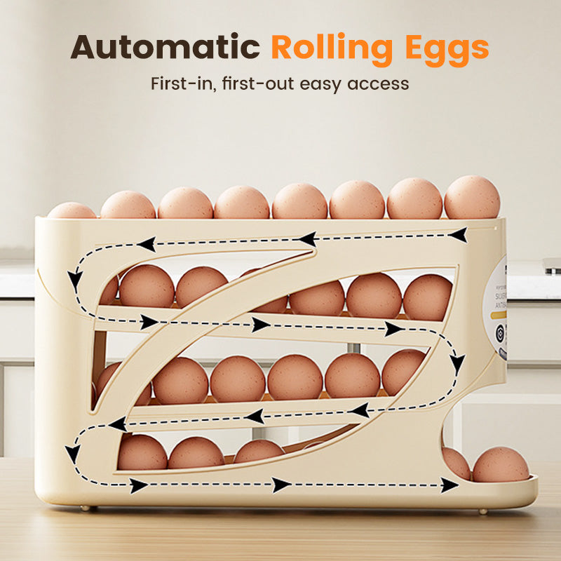 🥚 Rollender Eierhalter für den Kühlschrank – Platzsparende Aufbewahrung mit automatischem Nachrutschen für einfachen Zugriff