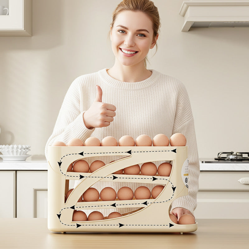 🥚 Rollender Eierhalter für den Kühlschrank – Platzsparende Aufbewahrung mit automatischem Nachrutschen für einfachen Zugriff