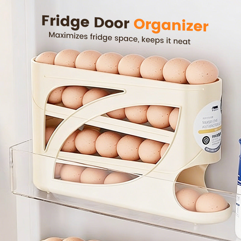 🥚 Rollender Eierhalter für den Kühlschrank – Platzsparende Aufbewahrung mit automatischem Nachrutschen für einfachen Zugriff
