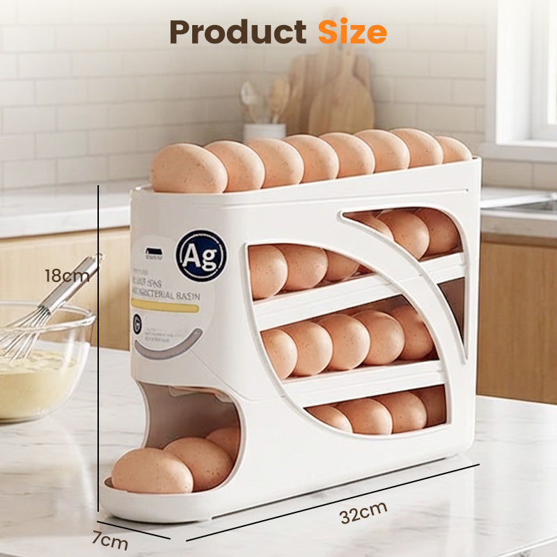 🥚 Rollender Eierhalter für den Kühlschrank – Platzsparende Aufbewahrung mit automatischem Nachrutschen für einfachen Zugriff