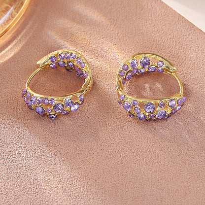 Sparkling Purple Zircon Hoop Earrings