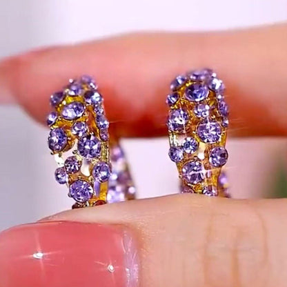 Sparkling Purple Zircon Hoop Earrings