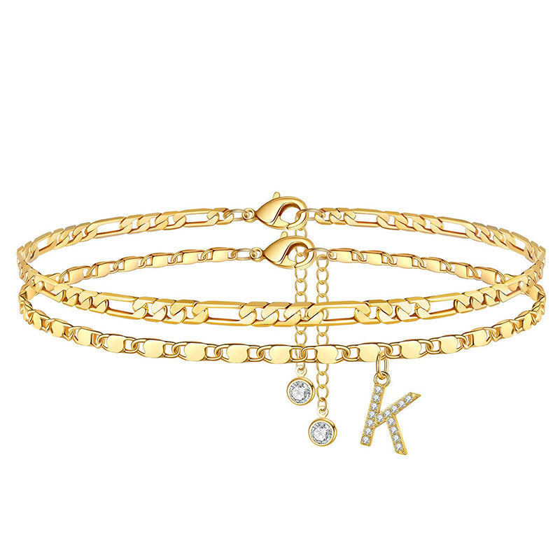 ✨ 50% OFF NOW! 💛 Layered Gold Ankle Bracelet for Women – Rhinestone, Adjustable & Perfect Beach Jewelry 🏖️