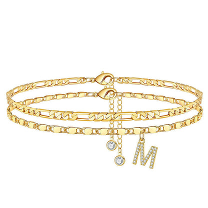 ✨ 50% OFF NOW! 💛 Layered Gold Ankle Bracelet for Women – Rhinestone, Adjustable & Perfect Beach Jewelry 🏖️