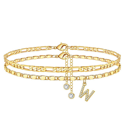 ✨ 50% OFF NOW! 💛 Layered Gold Ankle Bracelet for Women – Rhinestone, Adjustable & Perfect Beach Jewelry 🏖️