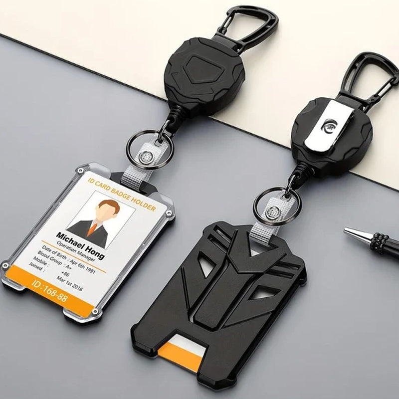🔥Solange der Vorrat reicht 40 % Rabatt!🎉Retractable Heavy Duty Badge Reel with Card Holder – 80cm, 360° Rotation 🔩