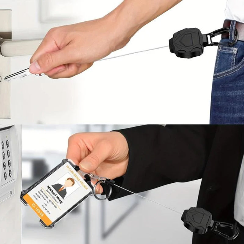 🔥Solange der Vorrat reicht 40 % Rabatt!🎉Retractable Heavy Duty Badge Reel with Card Holder – 80cm, 360° Rotation 🔩