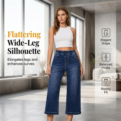 Weite Damen-Crop-Jeans – mit Gummibund – bequem & modisch