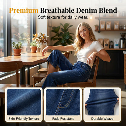 Weite Damen-Crop-Jeans – mit Gummibund – bequem & modisch