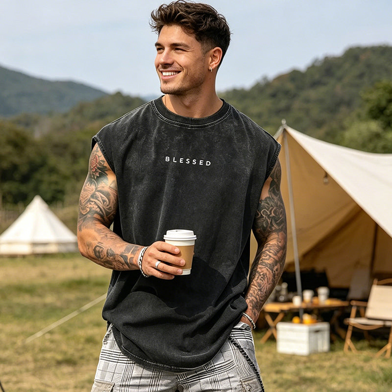 Herren Vintage Tanktop "Acid-Wash" – Luftig, Locker & Maskulin