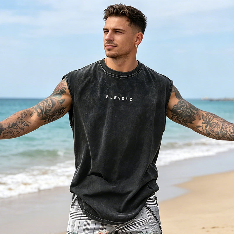 Herren Vintage Tanktop "Acid-Wash" – Luftig, Locker & Maskulin