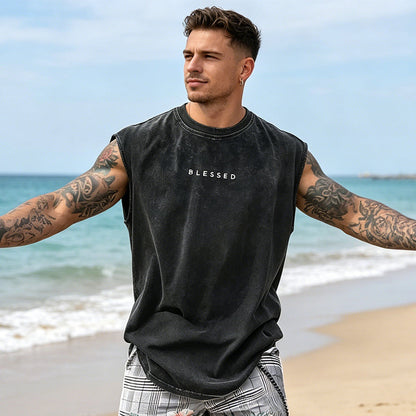 Herren Vintage Tanktop "Acid-Wash" – Luftig, Locker & Maskulin