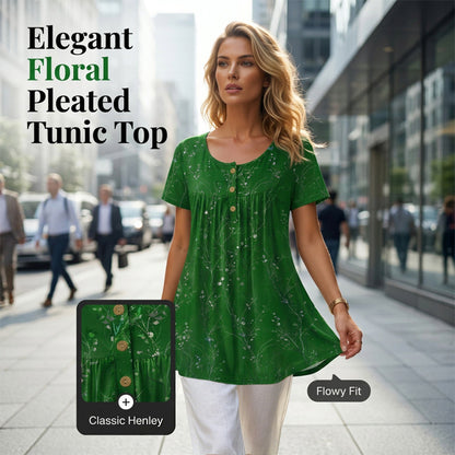 ✨🌸Blumen-Top mit Plisseefalten – locker, bequem & elegant
