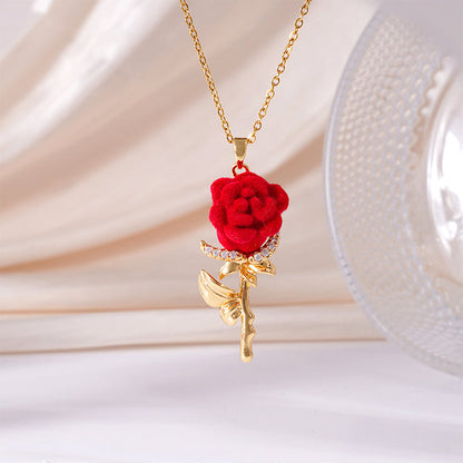 🔥Solange der Vorrat reicht 40 % Rabatt!🎉Elegante Halskette mit Anhänger in Form einer roten Rose