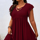👗 50% RABATT! ⏰ Damenkleid mit V-Ausschnitt & Rüschenbesatz – inklusive kostenloser Halskette – Romantischer Look, leichter Stoff & perfekt für Frühling, Sommer oder besondere Anlässe 🌸