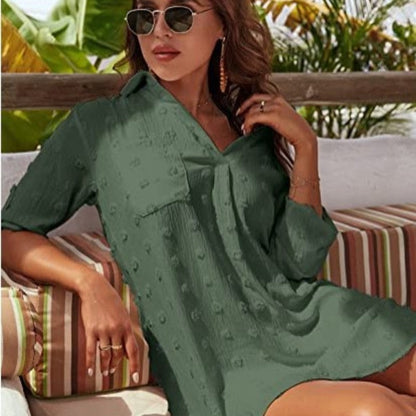 👚 50% RABATT! 🌞 Damen Freizeitbluse aus Chiffon mit großem Bommel – Lockerer Schnitt, edles Jacquardmuster – Leicht & feminin, perfekt für warme Tage, Büro oder einen romantischen Look 🌸