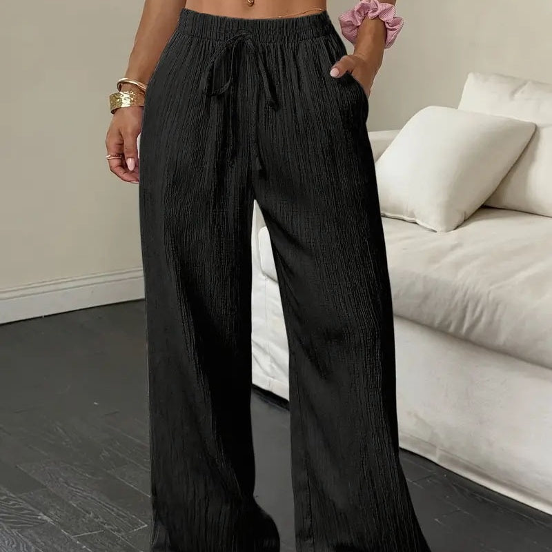 👖✨ 50% RABATT! Damen weite Hose mit Knittereffekt – Einfarbig, luftig & bequem für einen lässig-stilvollen Look 🌬️