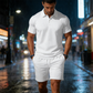 🔥Solange der Vorrat reicht 40 % Rabatt!🎉Zweiteiliges Sommer-Set für Herren aus Polohemd und Shorts