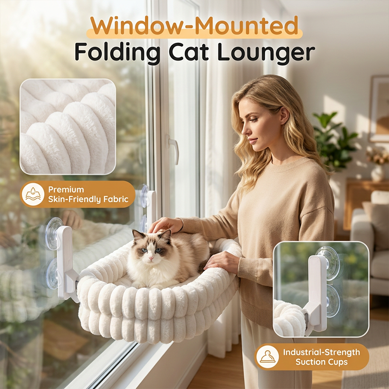 🐱 50% RABATT!☁️ Katzennetz-Hängematte – Saugnäpfe, Plüsch & doppelseitig ✨