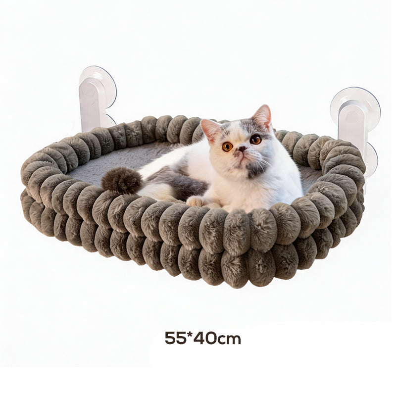 🐱 50% RABATT!☁️ Katzennetz-Hängematte – Saugnäpfe, Plüsch & doppelseitig ✨