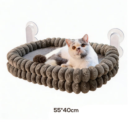 🐱 50% RABATT!☁️ Katzennetz-Hängematte – Saugnäpfe, Plüsch & doppelseitig ✨