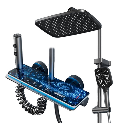 🥳2026 HOT SALE🥳💞50K+ VERKAUFT!💧🌙 50% RABATT! Duschsystem mit Digitalanzeige – Sternenhimmel-LED, integrierte Ablage. 4 Strahlarten, Legierungskorpus. Spa für Zuhause. ✨🚿
