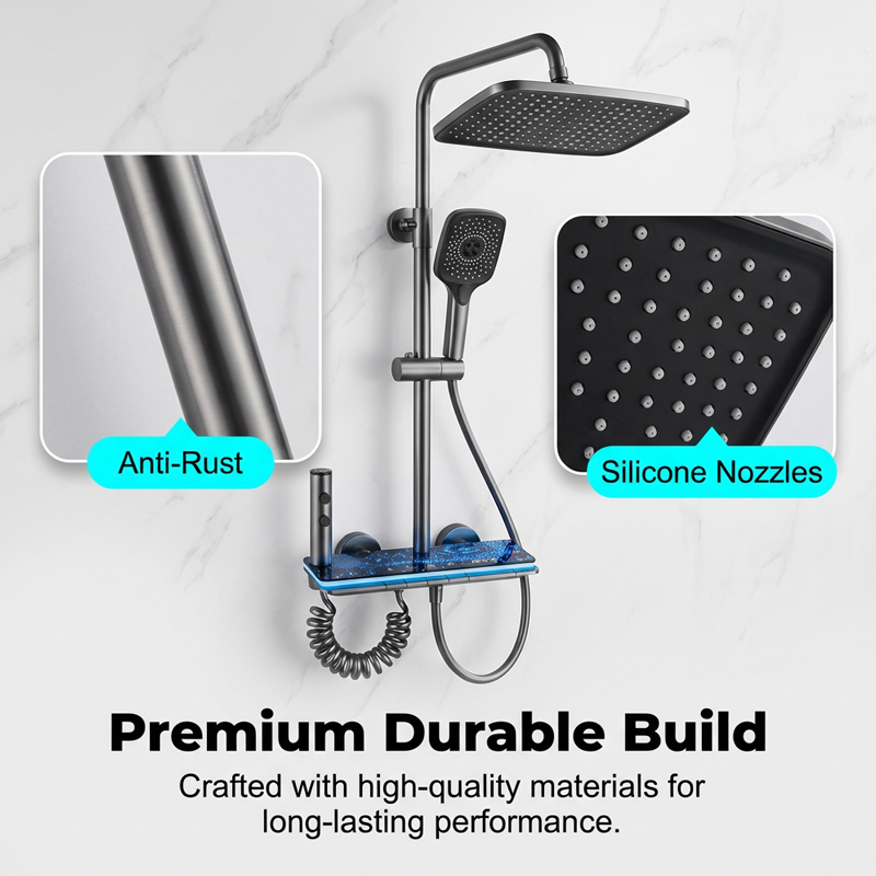 🥳2026 HOT SALE🥳💞50K+ VERKAUFT!💧🌙 50% RABATT! Duschsystem mit Digitalanzeige – Sternenhimmel-LED, integrierte Ablage. 4 Strahlarten, Legierungskorpus. Spa für Zuhause. ✨🚿