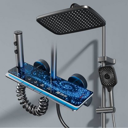 🥳2026 HOT SALE🥳💞50K+ VERKAUFT!💧🌙 50% RABATT! Duschsystem mit Digitalanzeige – Sternenhimmel-LED, integrierte Ablage. 4 Strahlarten, Legierungskorpus. Spa für Zuhause. ✨🚿