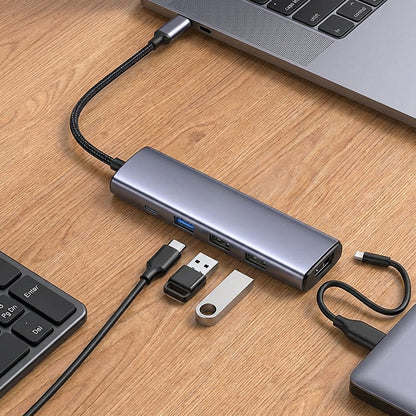 💻 50 % Rabatt – Tragbarer 5-in-1-USB-C-Hub mit 4K-HDMI-Ausgang – Hochgeschwindigkeits-Datenübertragung, 100-W-Ladefunktion & Aluminiumgehäuse 🔌