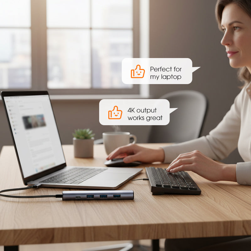 💻 50 % Rabatt – Tragbarer 5-in-1-USB-C-Hub mit 4K-HDMI-Ausgang – Hochgeschwindigkeits-Datenübertragung, 100-W-Ladefunktion & Aluminiumgehäuse 🔌