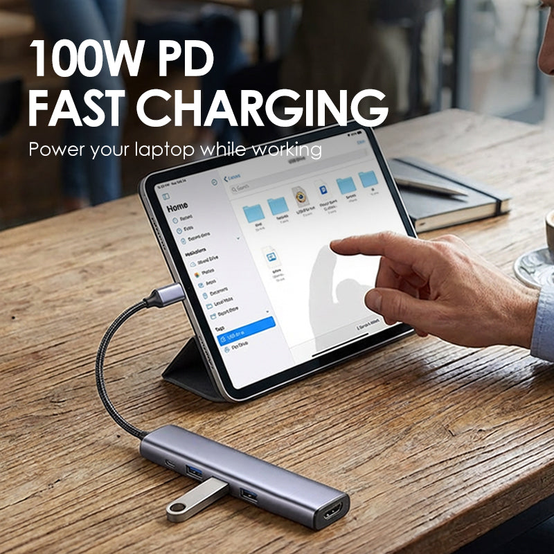 💻 50 % Rabatt – Tragbarer 5-in-1-USB-C-Hub mit 4K-HDMI-Ausgang – Hochgeschwindigkeits-Datenübertragung, 100-W-Ladefunktion & Aluminiumgehäuse 🔌