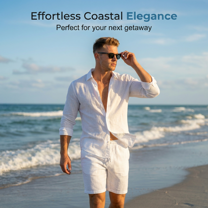 👔 50% RABATT! ☀️ Herren-Leinenhemd & Shorts Set – Lässig, atmungsaktiv & vielseitig – Perfekt für Sommer & Urlaub 🩳