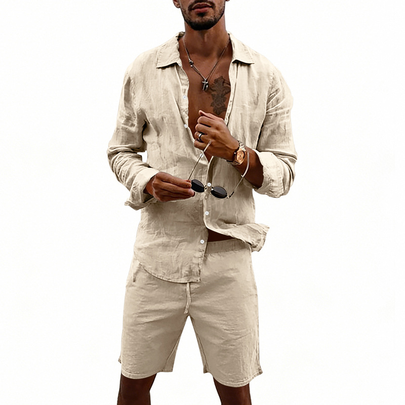 👔 50% RABATT! ☀️ Herren-Leinenhemd & Shorts Set – Lässig, atmungsaktiv & vielseitig – Perfekt für Sommer & Urlaub 🩳