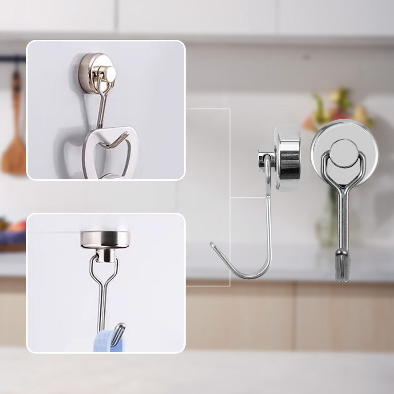 ✨ NUR FÜR BEGRENZTE ZEIT 50% RABATT! ⚡Starker 360° drehbarer Magnet-Haken – zur Montage ohne Bohren – ideal für Küche, Büro & Wohnung – hält sicher auf Metalloberflächen🧲🪝
