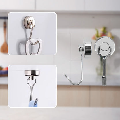✨ NUR FÜR BEGRENZTE ZEIT 50% RABATT! ⚡Starker 360° drehbarer Magnet-Haken – zur Montage ohne Bohren – ideal für Küche, Büro & Wohnung – hält sicher auf Metalloberflächen🧲🪝