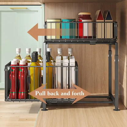 🏠⏰ 50% RABATT – NUR FÜR KURZE ZEIT! Ausziehbares Aufbewahrungsregal – Höhenverstellbar & ideal für Spüle, Küche, Bad & Haushalt ✨