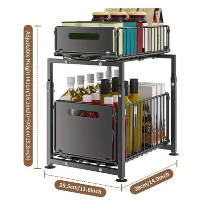 🏠⏰ 50% RABATT – NUR FÜR KURZE ZEIT! Ausziehbares Aufbewahrungsregal – Höhenverstellbar & ideal für Spüle, Küche, Bad & Haushalt ✨