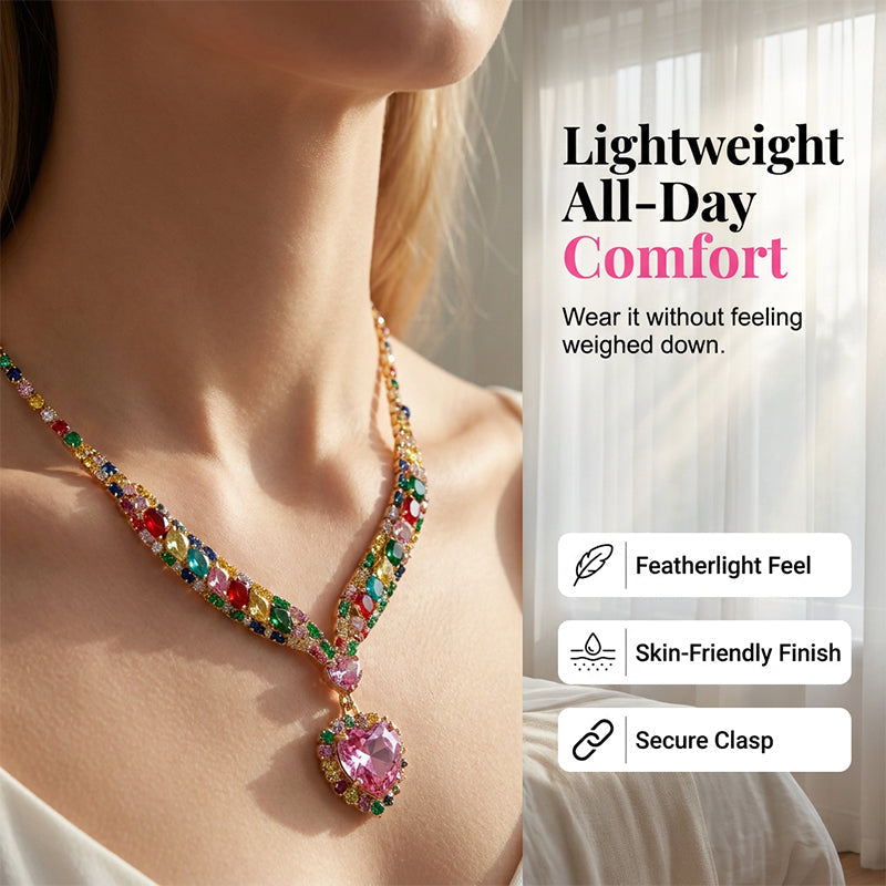💖Funkelndes Herz Halskette & Ohrringe Set mit Kristallen – Elegantes Schmuckset in Geschenkbox für Festlichkeiten & Alltag✨