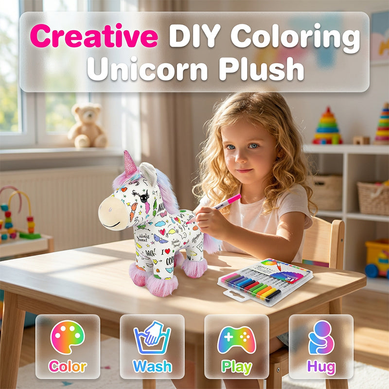 📢📢50 % Rabatt!!🎁🦄DIY-Set zum Ausmalen: Einhorn-Plüschtier🌈☁️