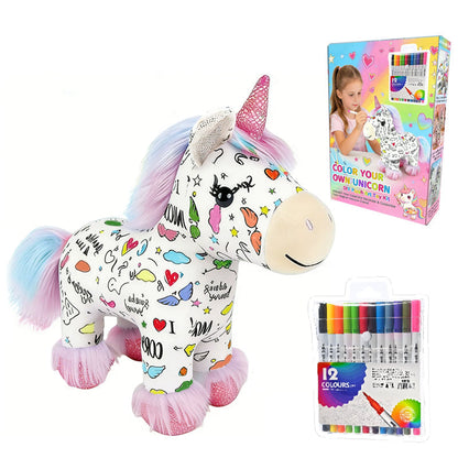 📢📢50 % Rabatt!!🎁🦄DIY-Set zum Ausmalen: Einhorn-Plüschtier🌈☁️
