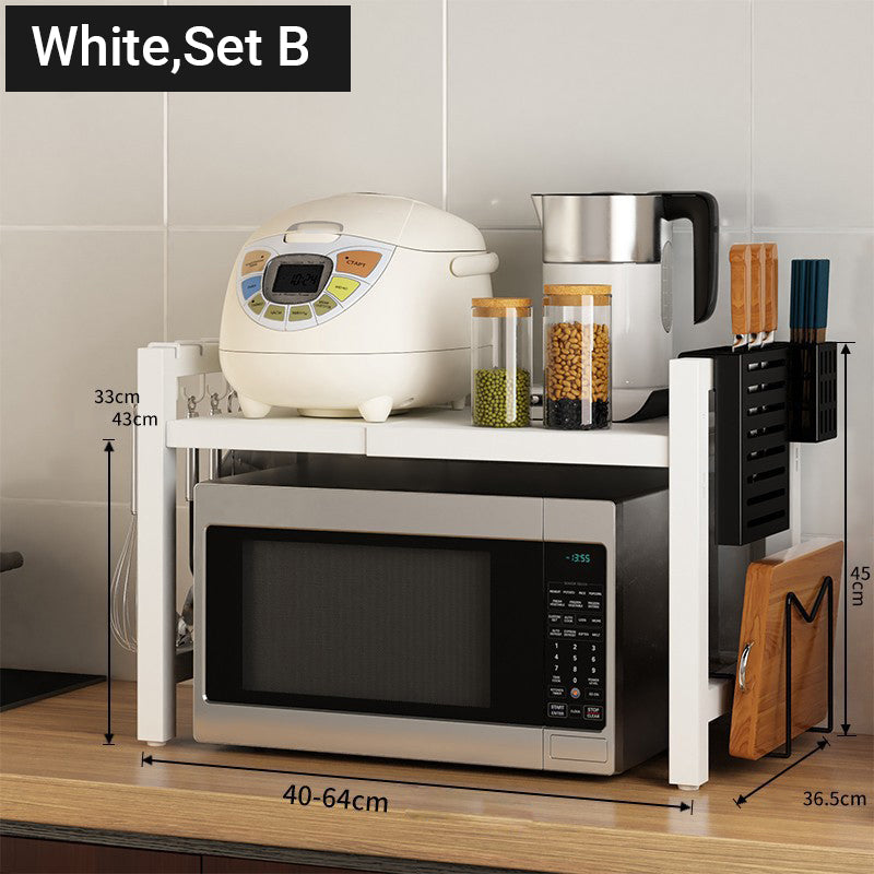 🧰 50% RABATT! 🍳 Erweiterbares Mikrowellenregal – Verstellbar, 75 kg Tragkraft & mit Haken – Ideal für Küche, Speisekammer & Werkstatt 🏠