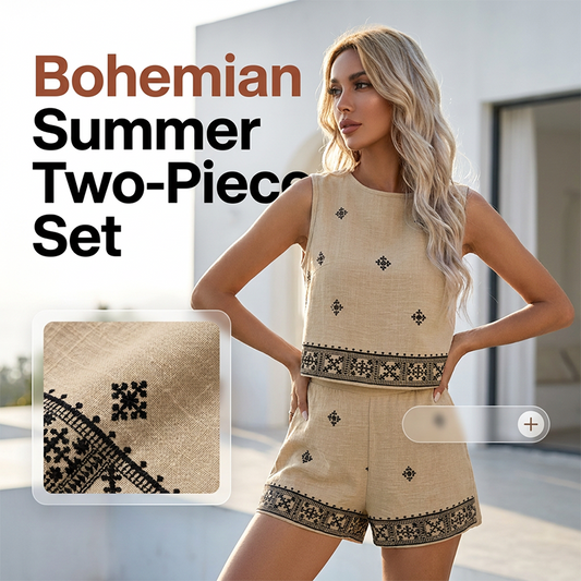 👚🌸 Women's Bohemian Print Sleeveless Top & Shorts Set – 40% RABATT! Boho-Print, ärmellos, perfekt für Sommer & Urlaub. 🔥☀️