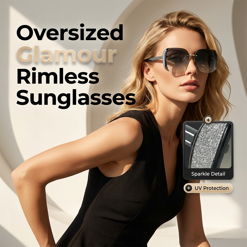 🕶️✨ Rahmenlose, übergroße Sonnenbrille in quadratischer Form – 50% RABATT! Perfekt für jeden Gesichtstyp. 🔥☀️