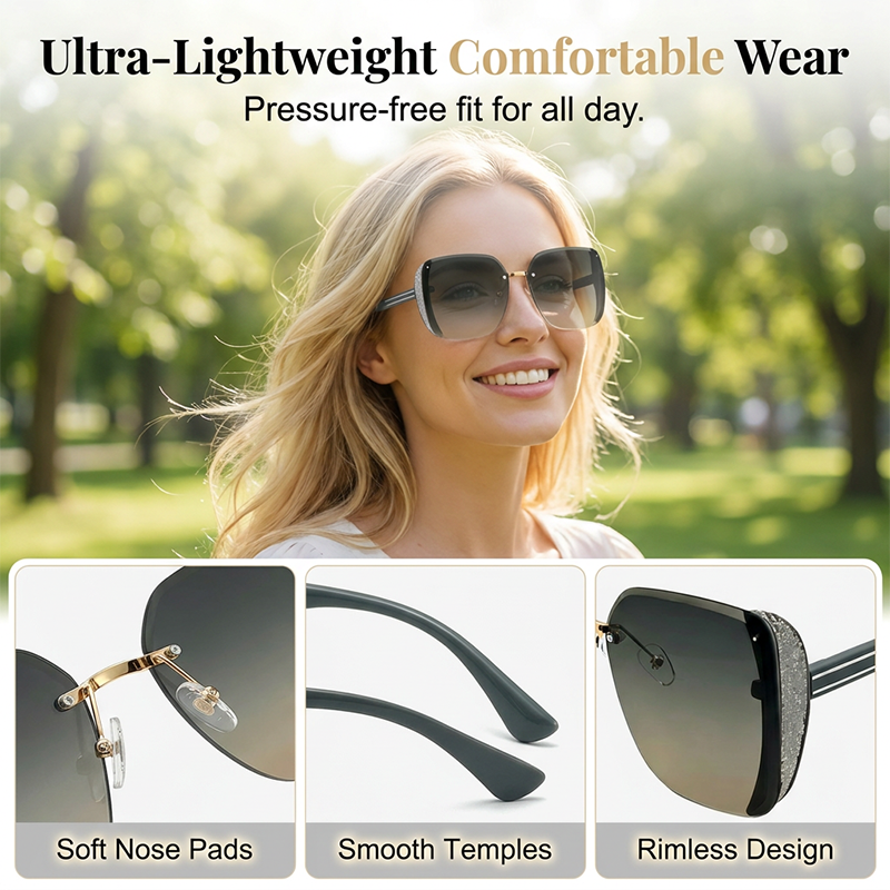 🕶️✨ Rahmenlose, übergroße Sonnenbrille in quadratischer Form – 50% RABATT! Perfekt für jeden Gesichtstyp. 🔥☀️